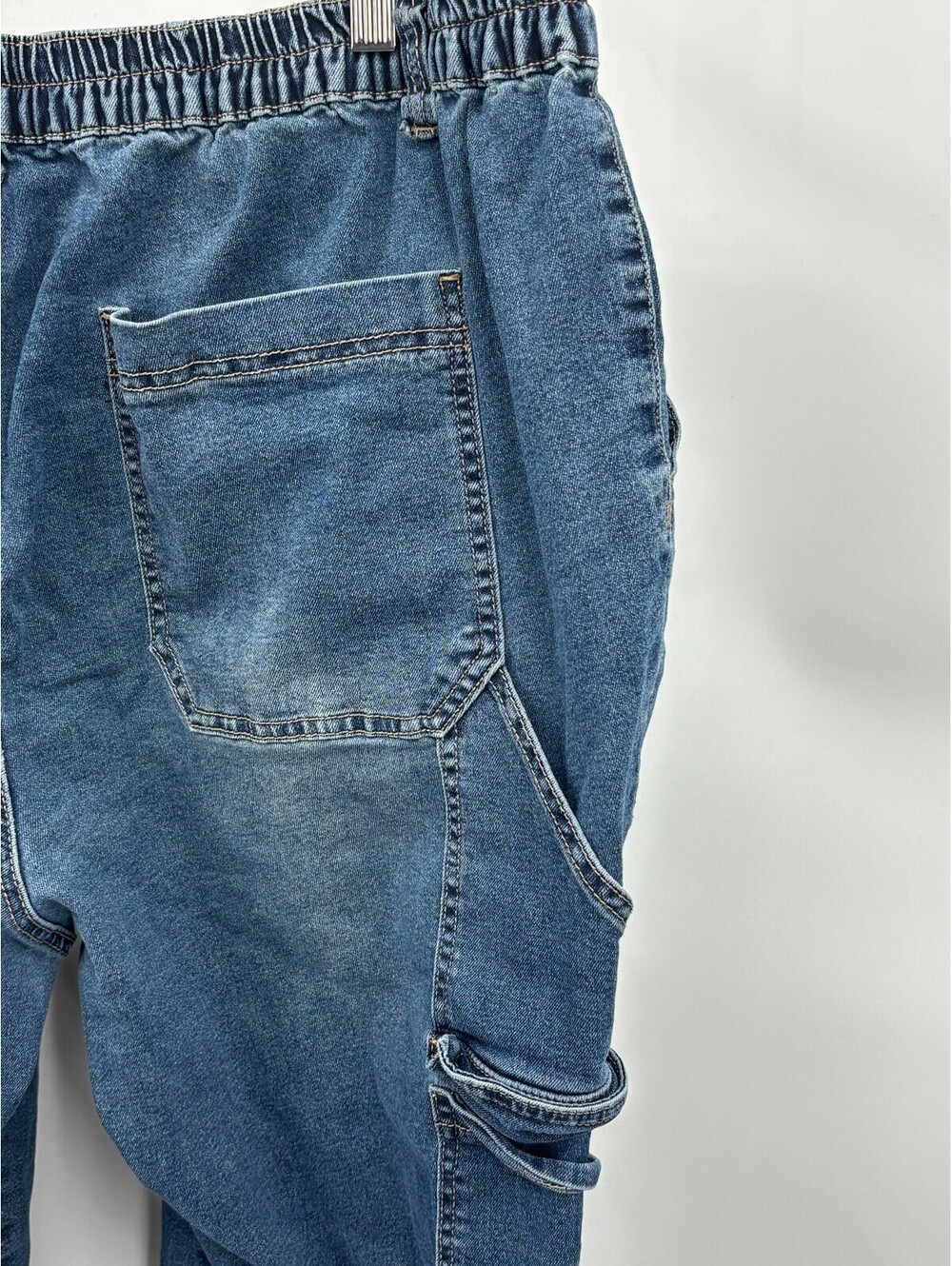 Gogo Jeans Women Skater Jeans Collection Blue Denim Cargo Pockets Wide Leg Sz 22 - Picture 4 of 7